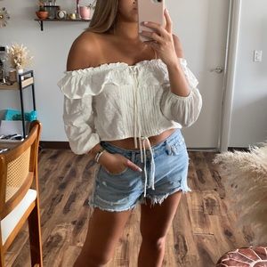 Fortunate One Off the Shoulder Crop Top
